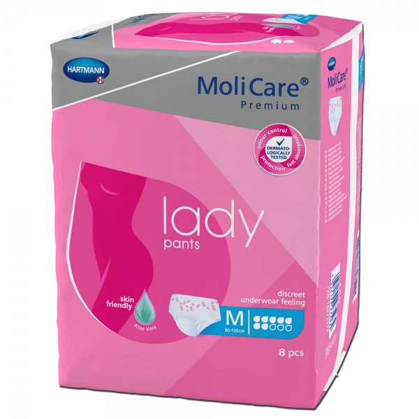 Hartmann MoliCare Premium lady pants 7 Tropfen M (1x8 Stk.) Die MoliCare Premium lady pants 7 Tropfen M sind wie normale Unterwäsche zu tragen und eignen sich für mittlere Blasenschwäche.Weiches