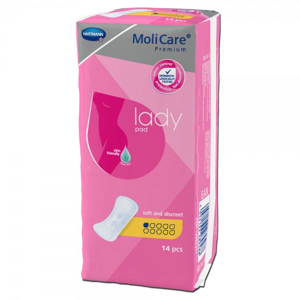 Hartmann MoliCare Premium lady pad 1 Tropfen (1x14 Stk.) Die MoliCare Premium lady pads 1 Tropfen sind der Nachfolger der Molimed Premium Micro Light Inkontinenzeinlagen.Für leichte BlasenschwächeSpeziell an die weibliche Anatomie angepasstWeiches Material mit Aloe vera behandelter AuﬂageDiskretes Tragen in UnterwäscheWeiches Material mit atmungsaktiver textiler RückseiteHautfreundlicher pH-Wert von 5