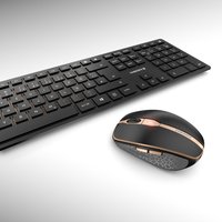 CHERRY DW 9100 SLIM – Tastatur-und-Maus-Set – kabellos – 2,4 GHz, Bluetooth 4,2 – QWERTZ – Deutsch – schwarz/bronze (JD-9100DE-2)