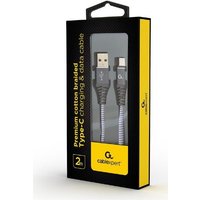 Gembird CC-USB2B-AMCM-2M-WB2 USB Kabel USB 2.0 USB A USB C Grau – Weiß (CC-USB2B-AMCM-2M-WB2)