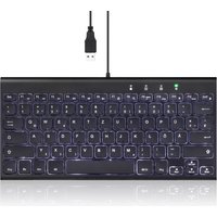 Perixx PERIBOARD-429 DE kabelgebunden USB Mini Tastatur mit Hintergrundbeleuchtung – Tastatur – Touchpen – QWERTZ (57150N)