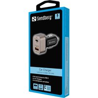 Sandberg – Auto-Netzteil 24 Watt – 3 A – PD, QC 3.0 – 2 Ausgabeanschlussstellen (USB, USB-C)