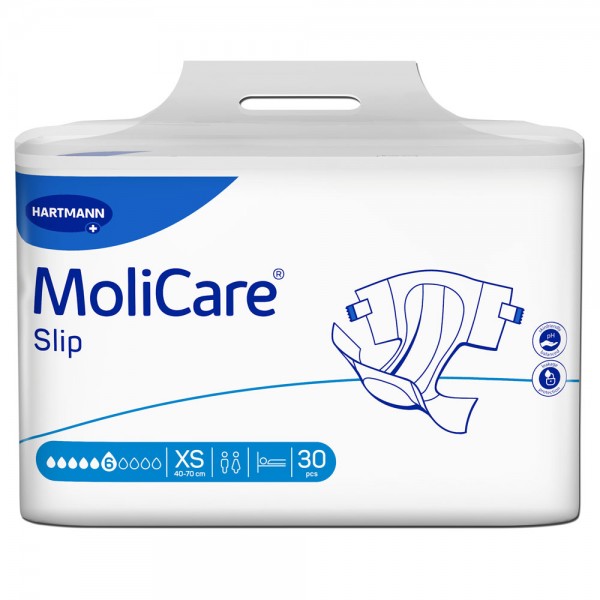 Hartmann MoliCare® Slip 6 Tropfen XS (1x30 Stück) Der Hartmann MoliCare® Slip eignet sich für mittelschwere Inkontinenz.3-lagiger