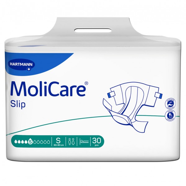 Hartmann MoliCare® Slip 5 Tropfen S (1x30 Stück) Der Hartmann MoliCare® Slip eignet sich für mittelschwere Inkontinenz.3-lagiger