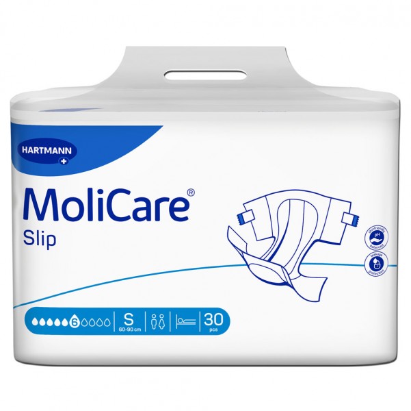 Hartmann MoliCare® Slip 6 Tropfen S (1x30 Stück) Der Hartmann MoliCare® Slip eignet sich für mittelschwere Inkontinenz.3-lagiger