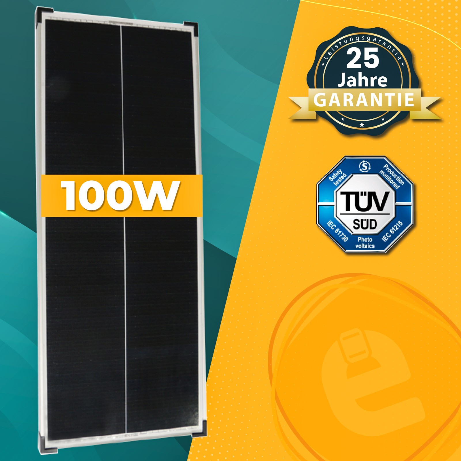 Enprovesolar 100W Photovoltaik Monokristallines Solarmodul für Camper, Wohnwagen