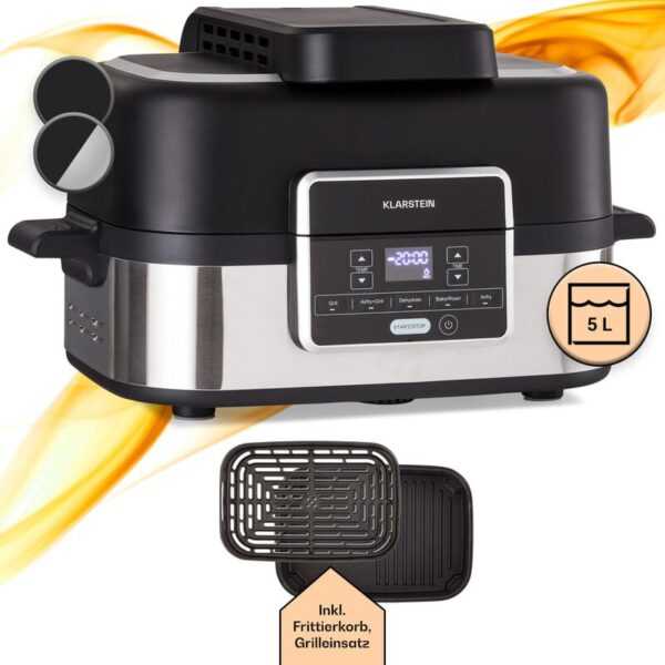 2-in-1 Heißluftfritteuse mit Grill, Airfryer mit Schnellaufheizung 1500W, xl Heissluftfriteuse, Luft Frieuse zum Frittieren, Heißluftfritteuse +