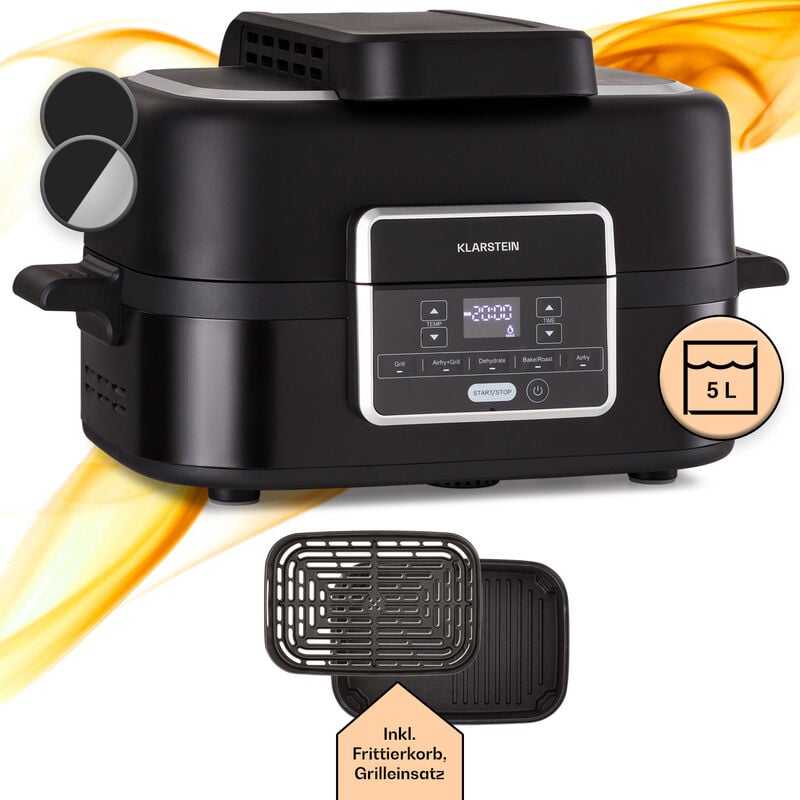 2-in-1 Heißluftfritteuse mit Grill, Airfryer mit Schnellaufheizung 1500W, xl Heissluftfriteuse, Luft Frieuse zum Frittieren, Heißluftfritteuse +