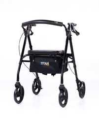 Titan Leichtgewicht Rollator Titan Prestige faltbar + höhenverstellbar bis 136kg – schwarz