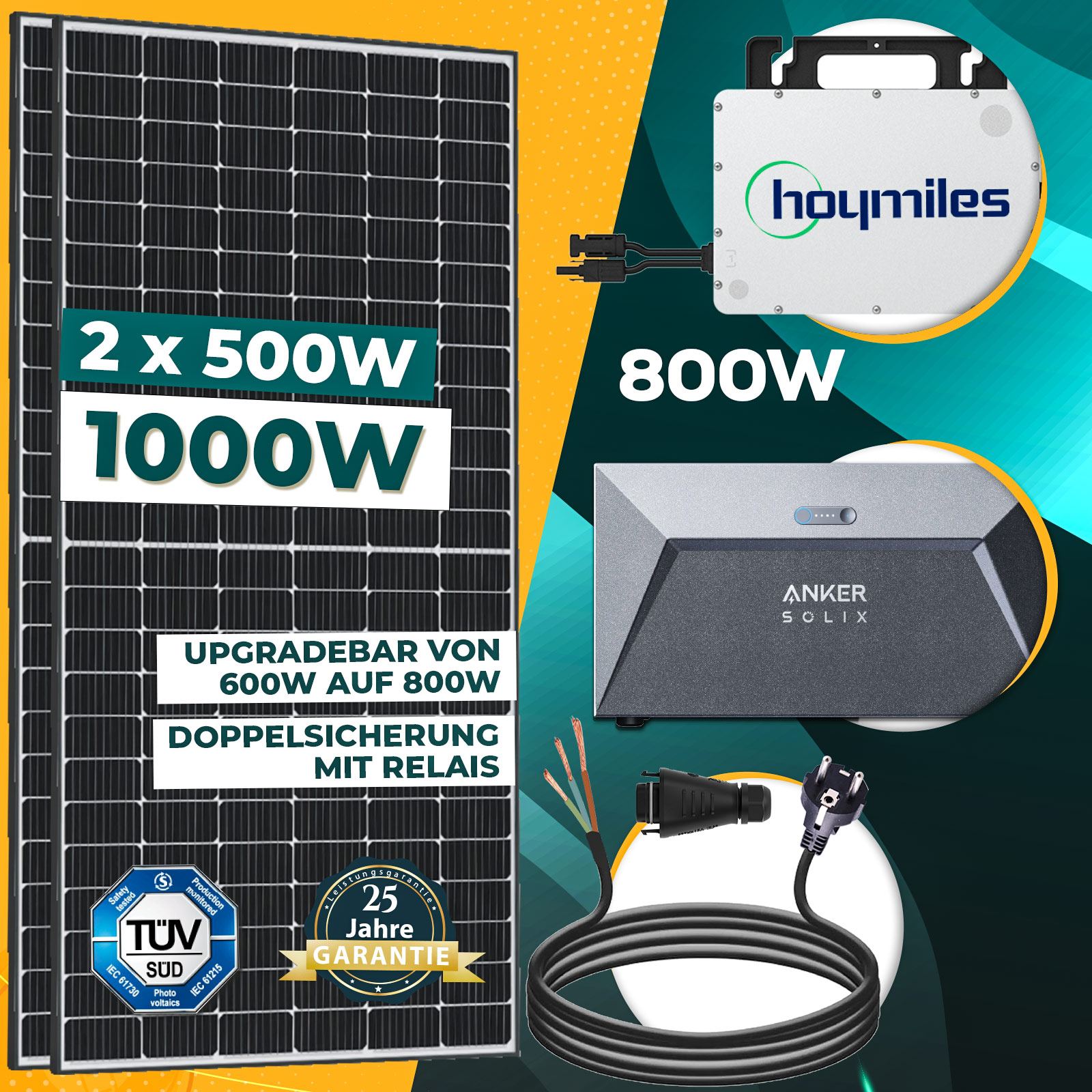 Enprovesolar Enprove Solar Balkonkraftwerk mit Speicher 1000W, Hoymiles Wechselrichter 800W Energie Speicher Plug & Play