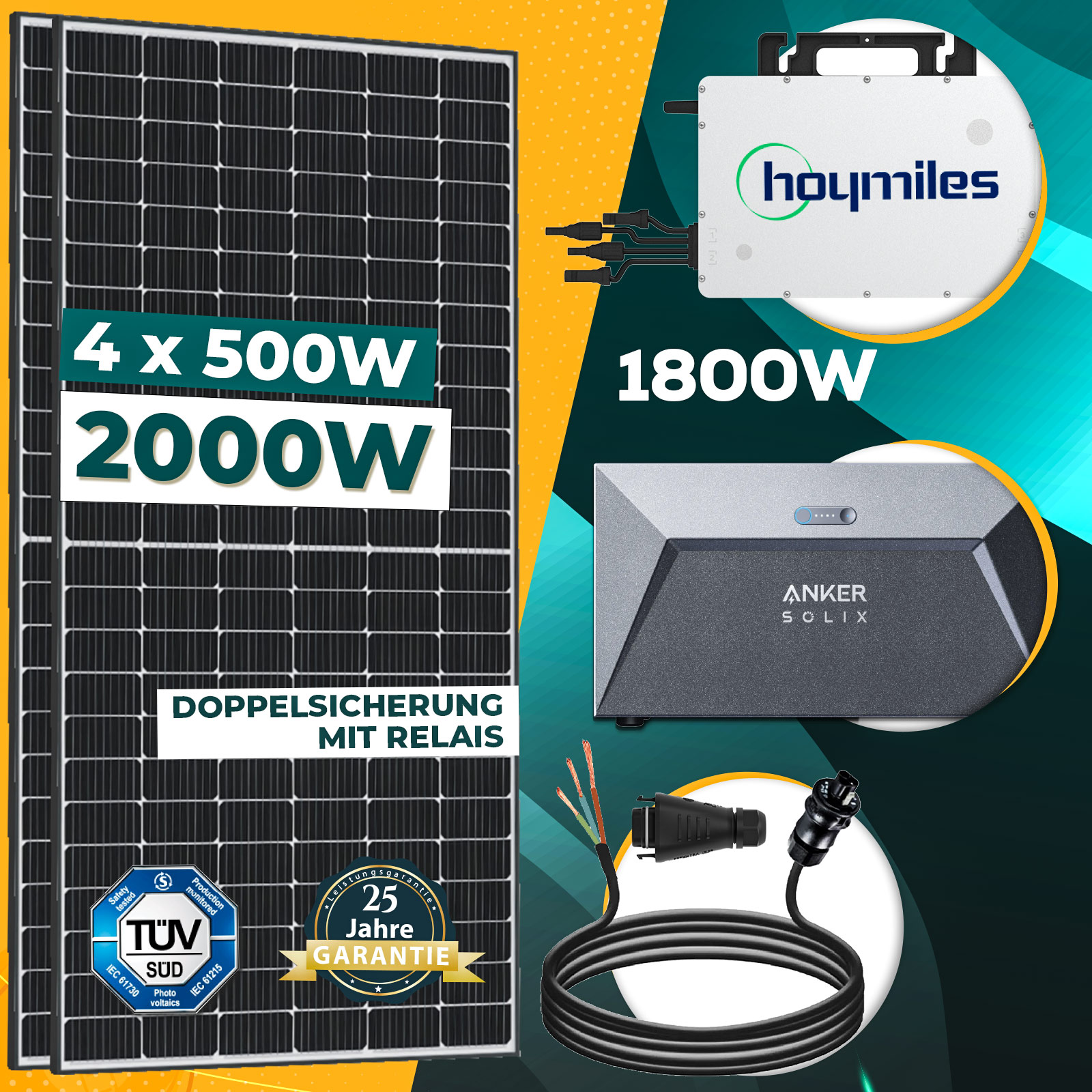 Enprovesolar Enprove Solar Balkonkraftwerk mit Speicher 2000W, Hoymiles Wechselrichter 1800W Energie Speicher Plug & Play