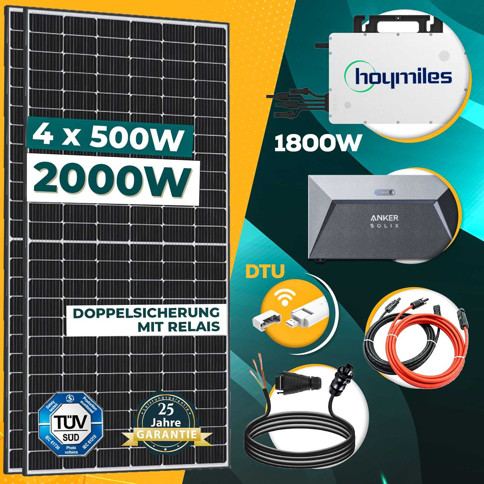 Enprovesolar Enprove Solar Balkonkraftwerk mit Speicher 2000W, Hoymiles Wechselrichter 1800W Energie Speicher Plug & Play