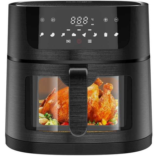 iceagle Heißluftfritteuse 9L Airfryer XXL, Heissluftfriteuse mit Großes Sichtfenster, 1800,00 W, 8 Programme, Shake-Modus, Beliebte Rezepte, Perfekt für Große Familien