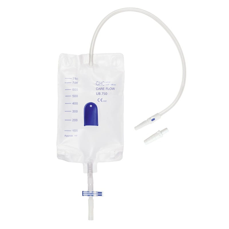 GHC unsteriler 1-Kammer Beinbeutel Care Flow UB 750US Der unsterile 1-Kammer GHC Beinbeutel Care Flow UB 750US für aktive Anwender verfügen über ein Fassungsvolumen von 750 ml. Sie sind verwendbar für Urinalkondome und jegliche Katheter