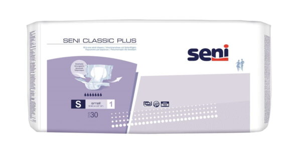 Seni Classic Plus Small 30 Stück Die Windelhose Seni Classic Plus (ehem. Seni Standard Plus) ist für Personen mit schwerer Inkontinenz geeignet. Sie ist aufgrund ihrer erhöhten Saugstärke besonders für die Nachtversorgung geeignet. Die Classicausführung besitzt keinen elastischen Bauch- und Rückenabschluss. Zudem ist diese Winde...