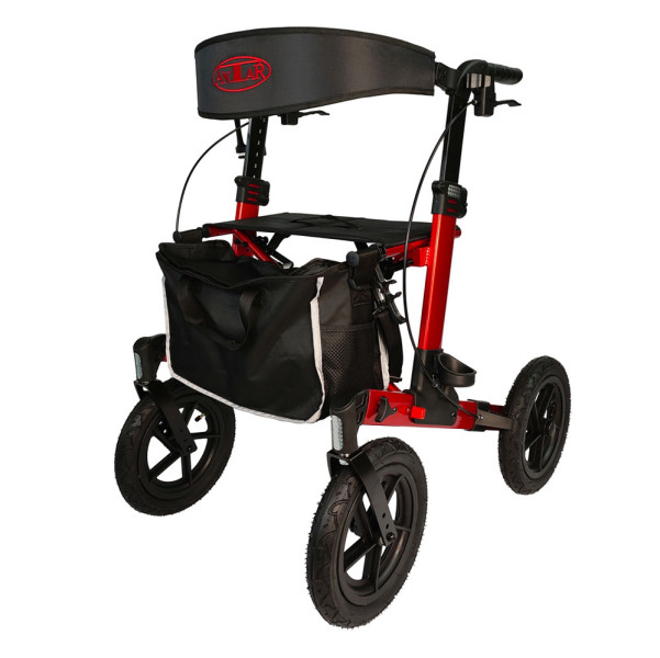 Antar Outdoor Rollator Premium rot-schwarz Der Antar Outdoor Rollator Premium hat Luftreifen und ist damit ideal für das Gelände geeignet.FaltbarMit Rückengurt (9-fach einstellbar)