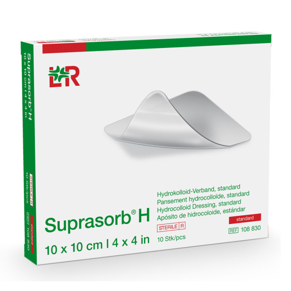 L&R Suprasorb H Hydrokolloid-Verband Standard 10x10 cm (10 Stk.) Der L&R Suprasorb H Hydrokolloid-Verband kann zur Versorgung nicht infizierter Wunden verwendet werden