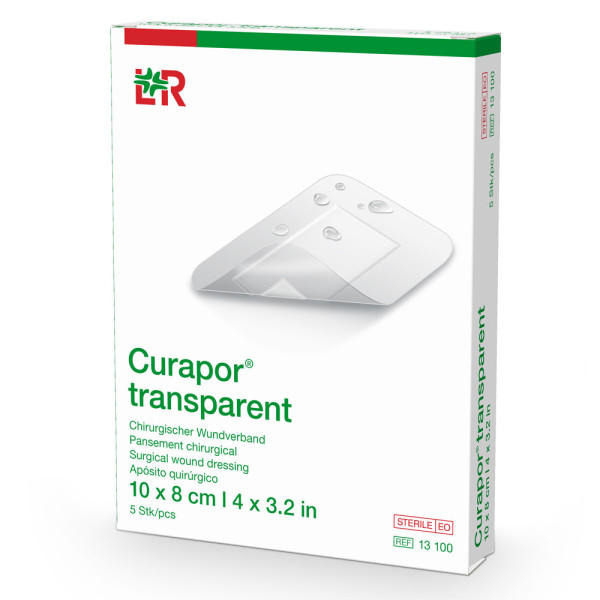 L&R Curapor transparent Wundverband steril 10 x 8 cm (5 Stück)