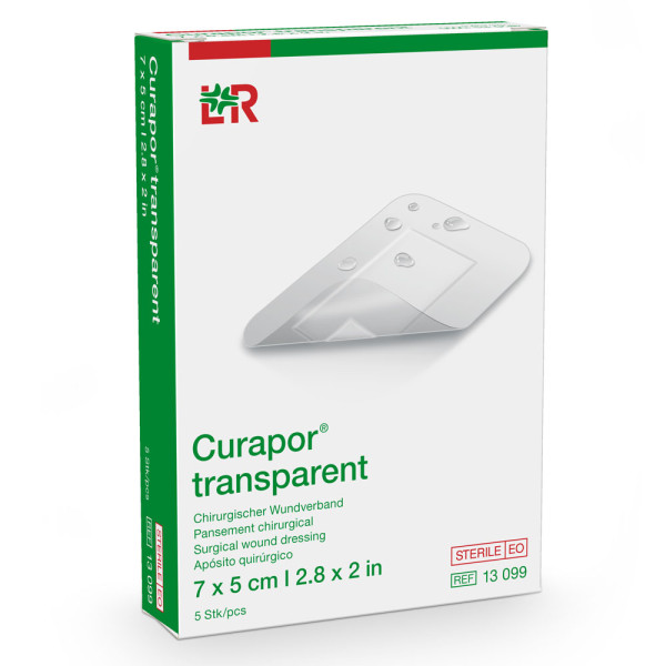 L&R Curapor transparent Wundverband steril 7 x 5 cm (5 Stück)