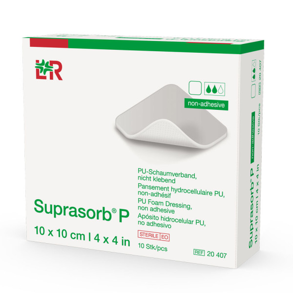 L&R Suprasorb P Polyurethan-Schaumverband 10 x 10 cm (10 Stk.)