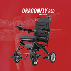 Rehahub Elektrorollstuhl DragonFly RED – Ultraleicht 12,5kg + Akku und bis 30 km Reichweite